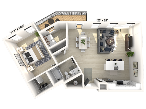 1 bed 1 bath D at Luxe 360 on Centerpointe Apartments, Midlothian